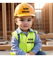 Çocuk İş Güvenlik Yeleği İş Bareti Set Olarak Gönderilmektedir (Yeşil)