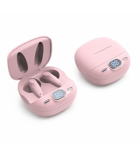 Pembe Bluetooth Kulaklık Android iPhone Uyumlu LED Göstergeli Slikonsuz
