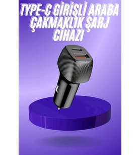 38W USB Type-C Girişli Oto Çakmaklık Araç İçi Hızlı Şarj Çakmaklık Şarj Aleti