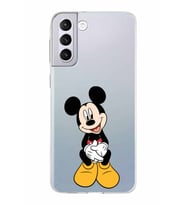 Samsung Galaxy S21 Plus Kapak Mickey Mouse Tasarımlı Şeffaf Silikon Kılıf