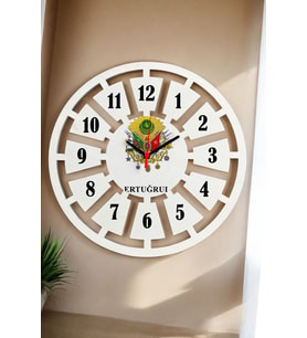 Osmanlı Tuğrası Duvar Saati 40cm 001 (Beyaz)