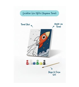 Uzay Roketi Boyama Tuvali – Şövalesiz Boya Seti 20x20