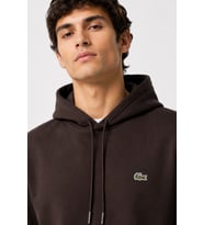 Lacoste Men's Classic Hoodie Sweatshirt Erkek Ayarlanabilir Kapüşonlu Organik Pamuk Sweatshirt Kahverengi