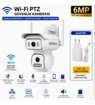 6MP Wi-Fi PTZ Çift Lensli Dış Mekan Akıllı Güvenlik Kamerası (12V Adaptör Dahil - Joysee App) WİFİ_QR_W2