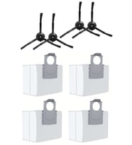 Roborock S7 Max Ultra Uyumlu 4 Adet Siyah Yan Fırça 4 Adet Toz Torbası