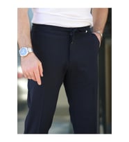Rahat Şık Kolay Ütülenebilir Slim Fit Kumaş Jogger Pantolon (Lacivert)