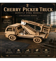 Cherry Picker Truck Ahşap Maket Seti – DIY Sepetli Vinç Modeli Koleksiyoner Serisi 86 Parça