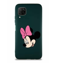 Huawei P40 Lite Soft Premier Kapak Minnie Mouse-B Tasarımlı Silikon Kılıf - Yeşil (Şeffaf)