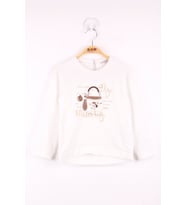 Toontoy Kız Çocuk Çanta Nakışlı Sweatshirt (Ekru)