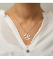 ?925 Ayar Gümüş Rose Dünya Gümüş Kolye (Gümüş-Beyaz)