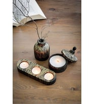 Siyak Varak Mermer Efekti Doğal Soya Tealight Vazo Hediyelik Dekoratif Mum Seti (Çok Renkli)
