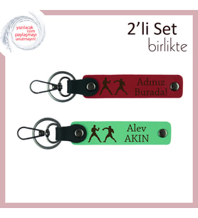 Mücadeleyi Sırtlayan Ruhlara, Yumruk Temalı, Kişisel Yazılı Anahtarlık, Kırmızı-Fıstık Yeşil