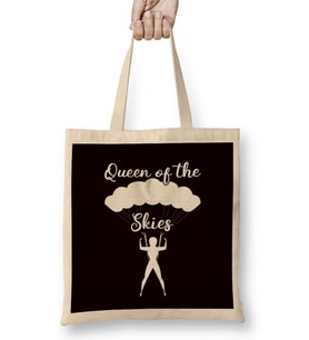Queen Of Skies Paraglider Parachutist Skydiver Paragliding Bez Çanta Uzun Saplı