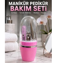 Pembe Tırnak Bakım Seti Cımbız Makas Tırnak Makası ve Törpü İçeren Kit