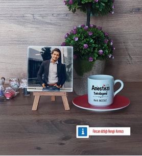 Anestezi Teknisyeni Fotoğraflı Dekoratif Taş, Ahşap Altlıklı Türk Kahvesi Fincanı Hediye (Model 3)