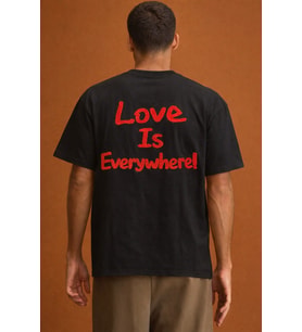 Erkek Oversize Tişört "Love Is Everywhere" Baskılı Basic Pamuklu T-Shirt