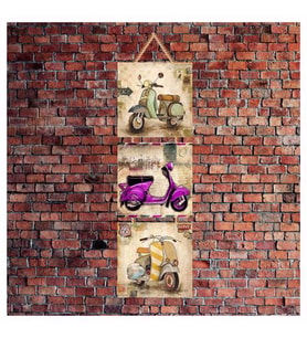 Cakatablo Üçlü Nostalji Motorsikletler Baskılı  3-Parça MDF Tablo