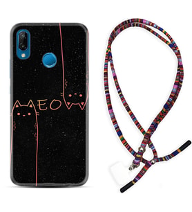 Huawei P20 Lite Mate 10 20 Lite Pro P40 Lite KılıfBoyun Asklı Rasta Silikon Meow 1657