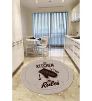 Bej Kaymaz My Kitchen My Rules Yuvarlak Mutfak Halısı AR849
