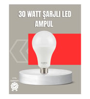 Mey İthalat® 30W Şarjlı LED Ampul E27 Duy %80 Enerji Tasarruflu Soğuk Beyaz
