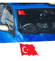 Türk Bayrağı Ön Arka Cam Oto Sticker Araba Etiket Yapıştırma Çıkartma 12 x 8 Cm