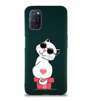 Oppo A52 Soft Premier Kapak Coolcat Tasarımlı Silikon Kılıf - Yeşil (Şeffaf)