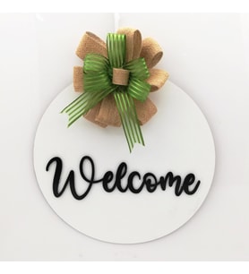 Lora Davet Ahşap Kapı süsü welcome (1 Adet) Beyaz - 54248