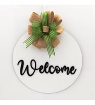 Lora Davet Ahşap Kapı süsü welcome (1 Adet) Beyaz - 54248