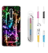 Oppo Reno 2Z 4 Lite 4 Pro 5 6 7 A31 Kılıf Kablo Koruma Spiral Silikon Butterfly Neon 1684