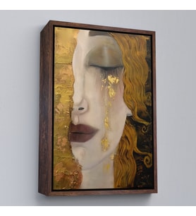 Çerçeveli Gustav Klimt - Altın Gözyaşları Tablosu (Kahverengi)