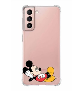 Samsung Galaxy S21  Köşe Korumalı Antişok Kapak Mickey Mouse Tasarımlı Şeffaf  Kılıf