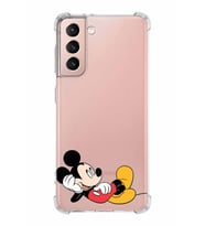 Samsung Galaxy S21  Köşe Korumalı Antişok Kapak Mickey Mouse Tasarımlı Şeffaf  Kılıf
