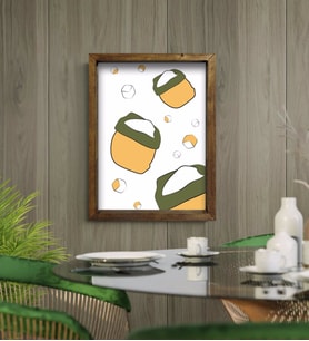 BK Gift Cafe & Bar & Restaurant Konseptli Doğal Masif Ahşap Çerçeveli Tablo-64
