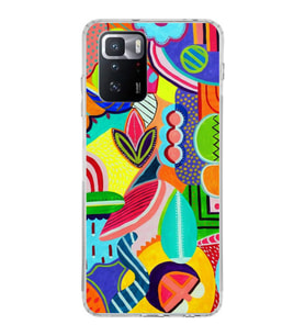 PrintiFy Xiaomi Poco X3 GT ile Uyumlu 1mm Slim Fit Retro Colors 6 Baskılı Şeffaf  Kılıf