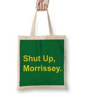 Yellow Text Shut Up Morrissey Bez Çanta Uzun Saplı