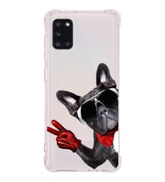 PrintiFy Samsung Galaxy A31 Uyumlu Köpek 2 Baskılı Şeffaf Köşe Korumalı Antişok Kılıf