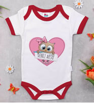 BK Kids Kişiye Özel İsimli Kırmızı Bebek Body Zıbın-43
