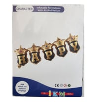 Taçlı Birleşik Happy Yazı 23x81 cm Folyo Balon