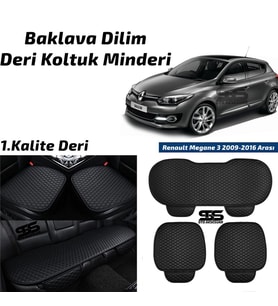 Renault Megane 3 2009-2016 Arası Siyah Deri Oto Koltuk Minderi