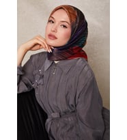 Çizgi Desen Twill İpek Eşarp-0916 (Vizon)