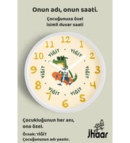 İsme Özel Kaykaylı Sevimli Timsah Çocuk Odası Duvar Saati Orta Boy 30 cm Beyaz Camlı Sessiz