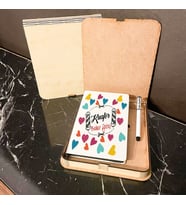 Kuaför Kalpli Ahşap Kutulu Defter Kalem Set