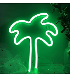 Palmiye Figürlü Yeşil USB LED Duvar Lambası