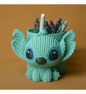 3D Baskı Knitted Kalemlik - Sevimli Karakterli Masaüstü Kalem Organizeri-Mint