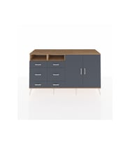 Kronos Konsol 4 Raflı 6 Çekmeceli 2 Kapaklı 176x59x99 Çam-Antrasit