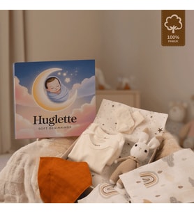 Nova - Premium Yenidoğan Unisex Bebek Seti – Amigurumi + Müslin Örtü + 2’li Zıbın – Baby Box (Bej)