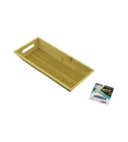 DİKDÖRTGEN=16X35CM  DERİN=4.5CM  AHŞAP BAMBU SUNUM TEPSİSİ ÇİFT OYMA KULPLU (5343)
