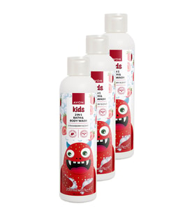 Kids 2 si 1 Arada Çocuklar İçin Çilek Kokulu Banyo ve Vücut Yıkama 200 Ml. Üçlü Set