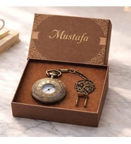 Kişiye Özel İsim Yazılı Vintage Köstekli Saat Kutulu Premium Hediye