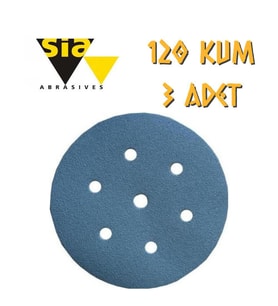 Sia 1949 Hookit 7 Delikli Cırt Zımpara 150 mm - P120 Kum - 3 Adet (Mavi)